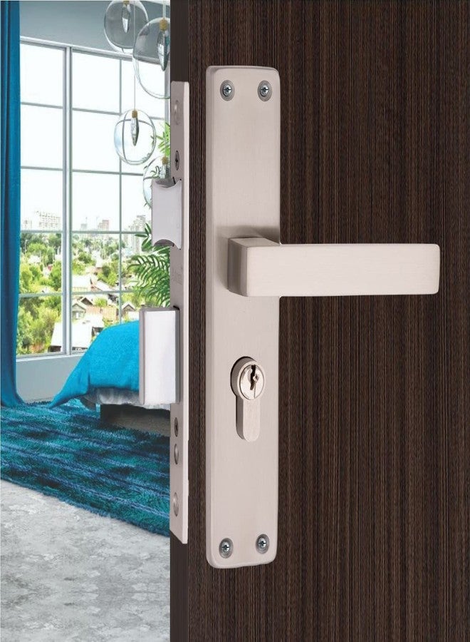 Atom Heavy Duty Mortise Door Lock with Both Sided Key for Bedroom, Living Room, Main Door, Silver Satin Finish | 3 Keys | Lockset for House Hotel Office(FORTUNECYBSK) - Image 1